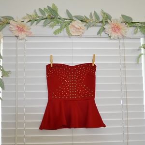 Rue21 – Red Strapless Peplum Top